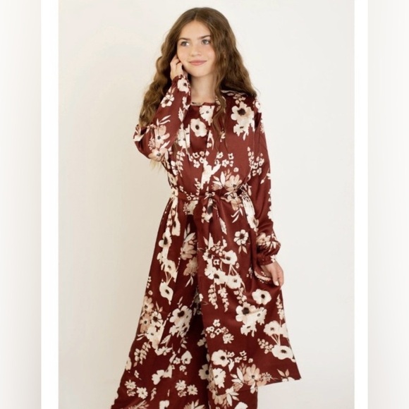 Mia Joy Other - NWT Joyfolie Mia Joy Poma Duster Rust Floral Girls Size 12